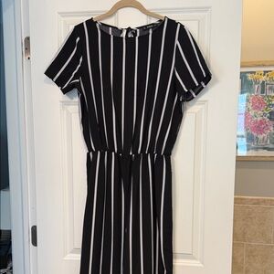 SHEIN Black and White Striped Jumpsuit